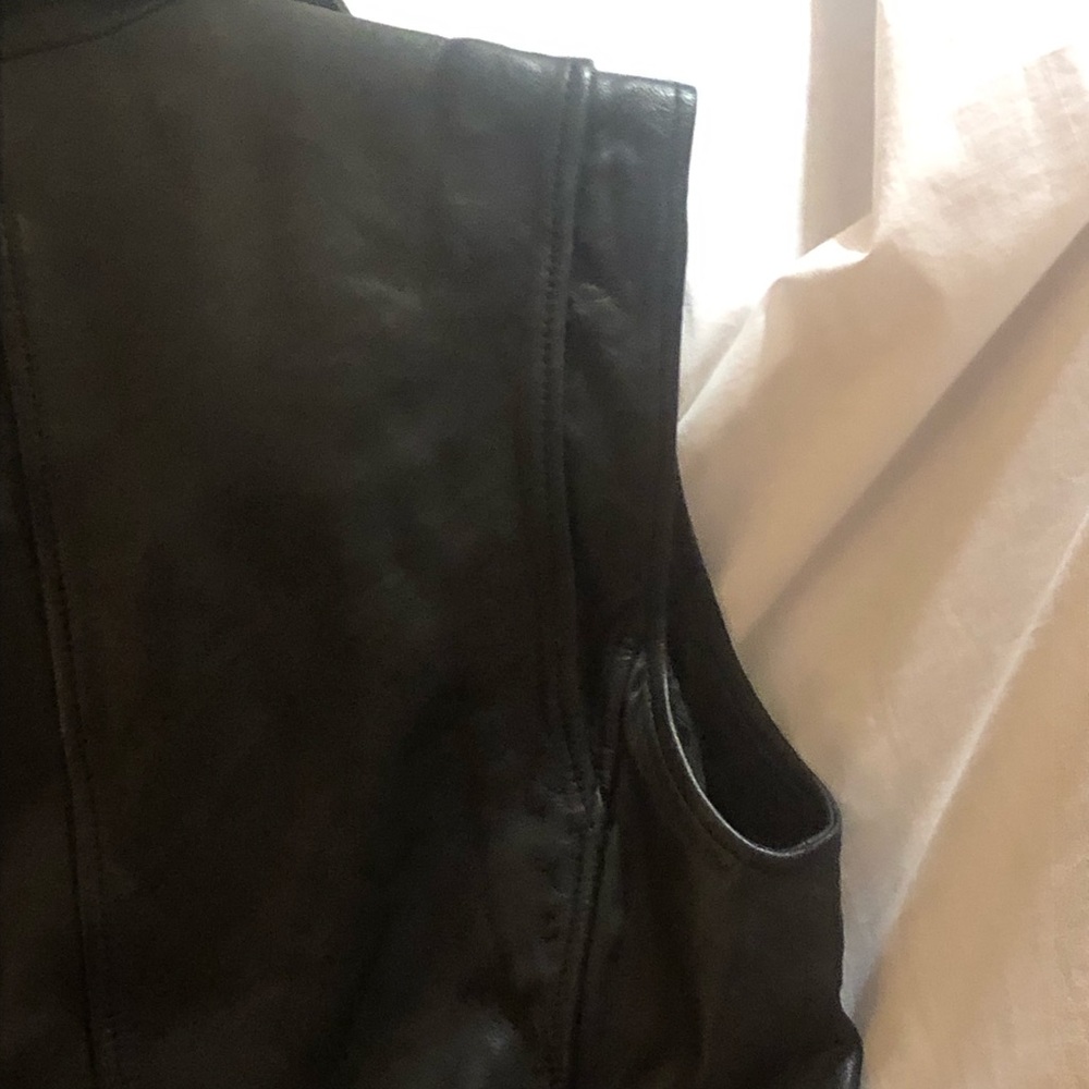 Treasure &Bond Black 100% Leather Vest Nordstrom Brand Biker Babe Women’s Small - Picture 9 of 14